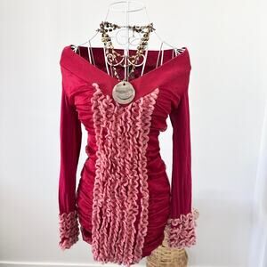 INSANE vintage y2k tight mini bodycon dress with woven yarn abstract details